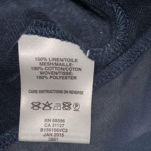 DKNYC Navy Sleeveless Mesh & Chiffon Layered Top S - Picture 4 of 9